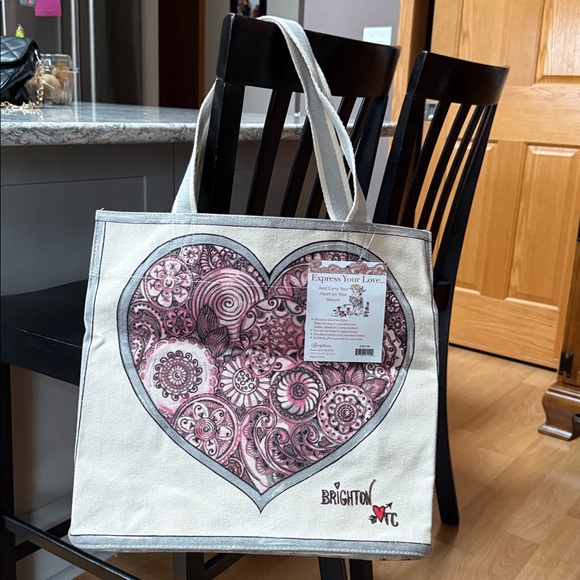 Brighton Handbags - Brighton Pink and Cream Heart Tote